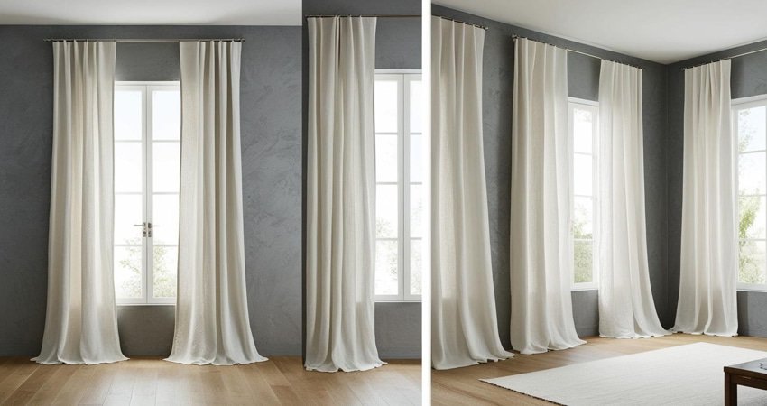 White Color Curtains with grey wall