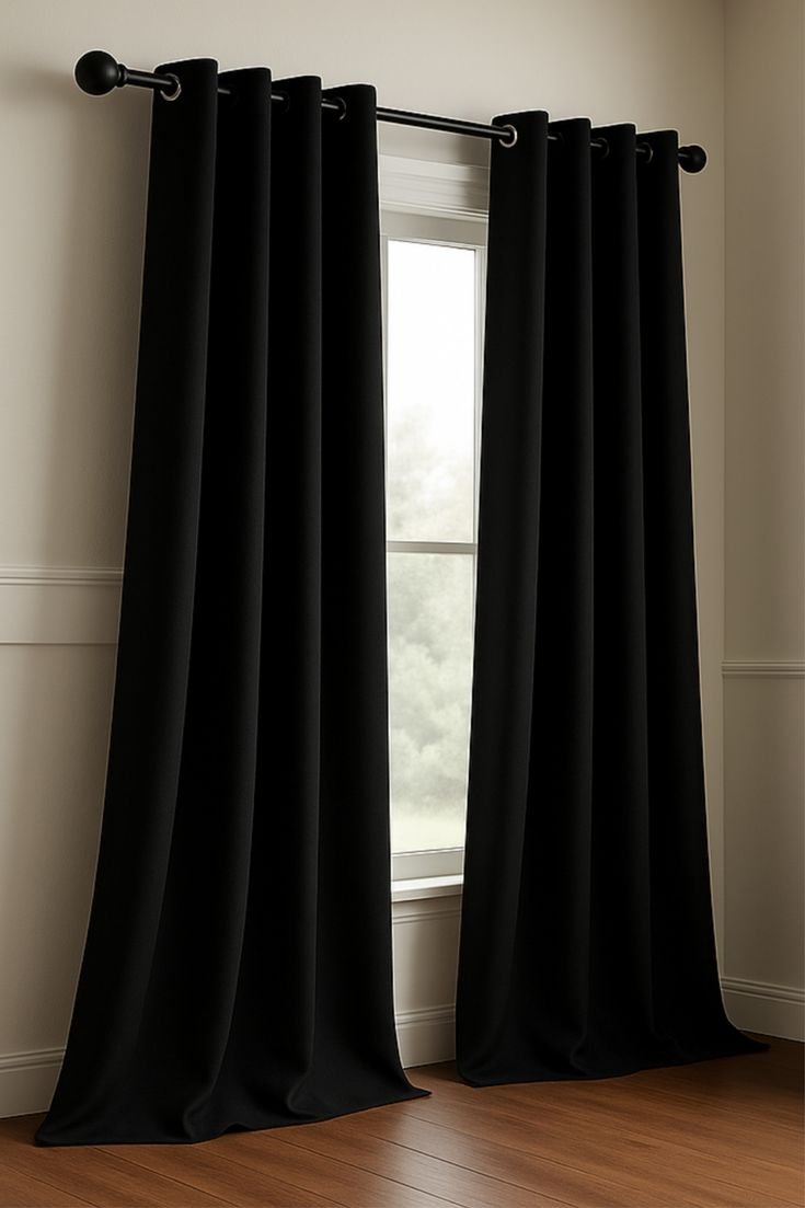 Black Matte Velvet Blackout/Thermal Curtains - Image 2