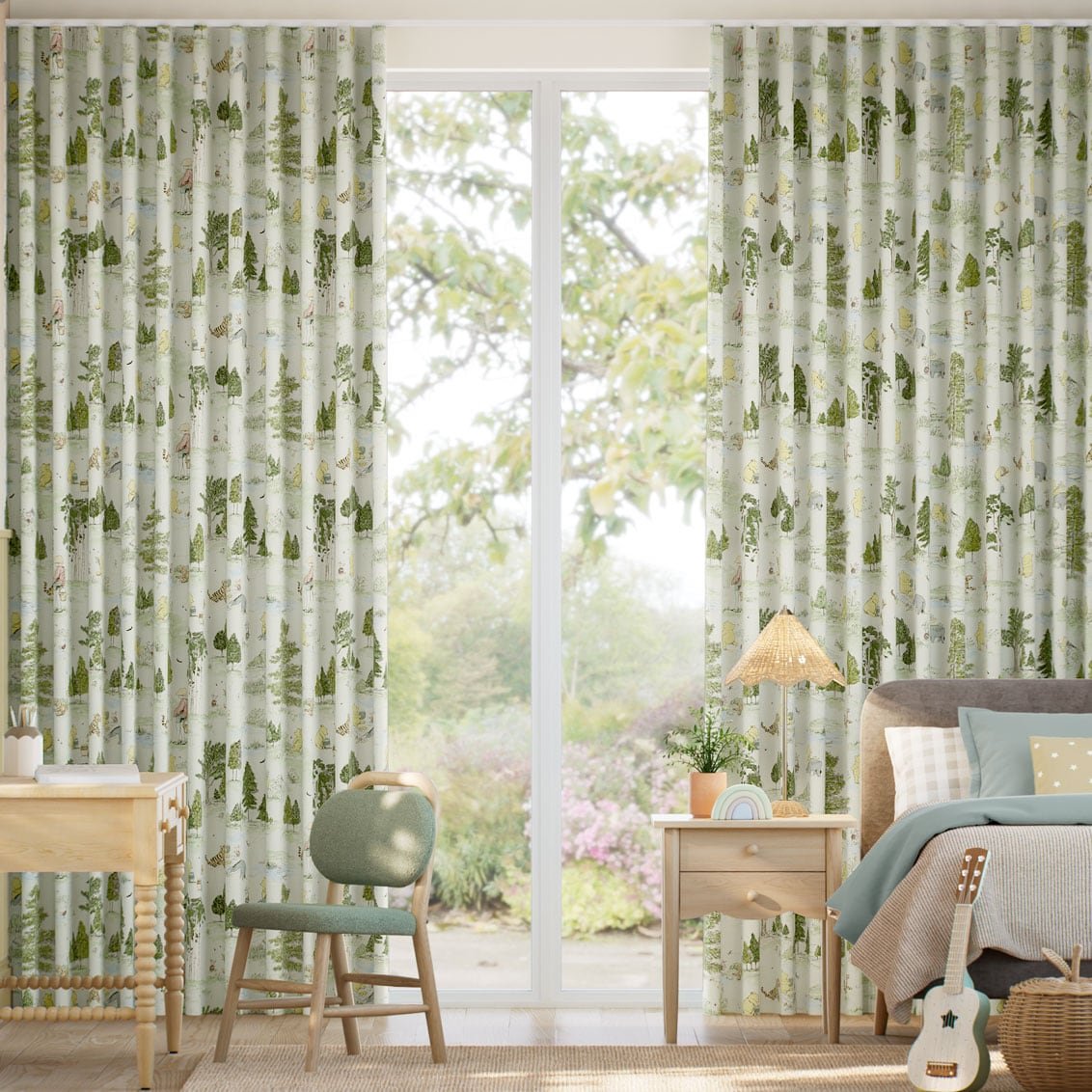 Winnie The Pooh Forest Green Curtains
