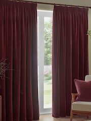 Yard Red Heavy Chenille Velvet Pencil Pleat Curtains