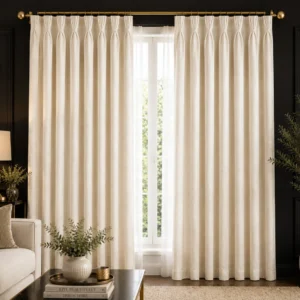 Ivory Linen Goblet Pleat Living Room Curtains