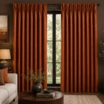 Rust Orange Pinch Pleat Living Room Curtains