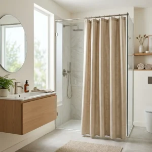 Beige Sand Textured Shower Curtain