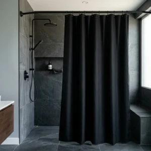 Black Minimalist Shower Curtain