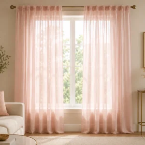 Blush Pink Sheer Living Room Curtains