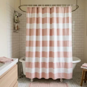 Blush Pink Stripe Shower Curtain