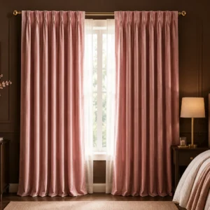 Blush Pink Velvet Bedroom Curtains