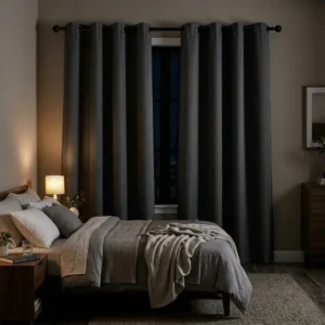 Charcoal Thermal Blackout Bedroom Curtains
