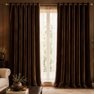 Dusty Blue Linen Living Room Curtains
