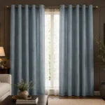 Dusty Blue Linen Living Room Curtains