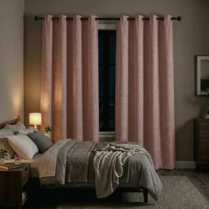 Dusty Pink Eyelet Bedroom Curtains