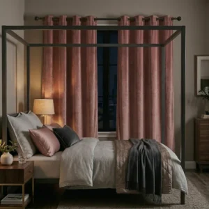 Dusty Rose Linen Sheer Bedroom Curtains