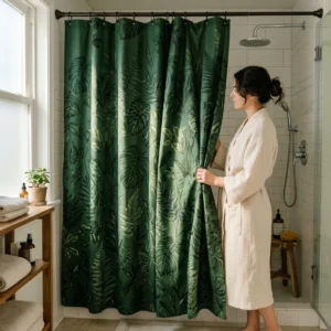 Forest Green Botanical Shower Curtain