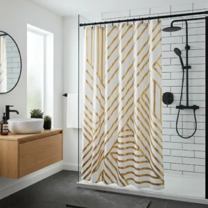 Gold Metallic Strip Shower Curtain