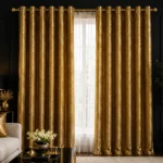 Gold Shimmer Wave Living Room Curtains