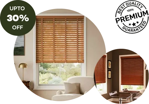 Premium wooden blinds Abu Dhabi with natural wood finish