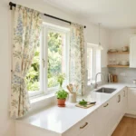 Ivory Floral Cotton Kitchen Curtains