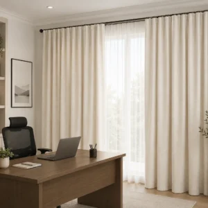 Ivory Linen Home Office Curtains