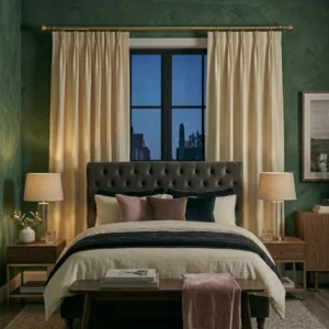 Midnight Blue Thermal Bedroom Curtains