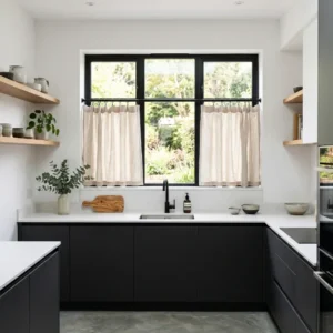 Natural Linen Kitchen Café Curtains