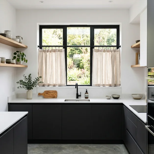 Natural Linen Kitchen Café Curtains