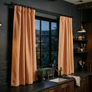 Peach Cotton Kitchen Curtains