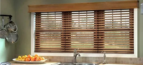 Custom-made wooden blinds Abu Dhabi for large windows