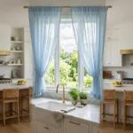 Sky Blue Sheer Kitchen Curtains