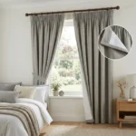 Stone Grey Pencil Pleat Bedroom Curtains