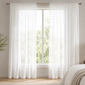 White Sheer Bedroom Window Curtains