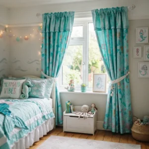 Aqua Mermaid Kids Room Curtains
