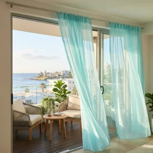 Aqua Sheer Balcony Curtains