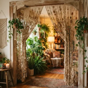 Beige Beaded Curtains