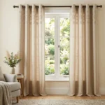 Beige Eyelet Curtains Abu Dhabi