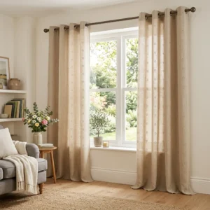 Beige Eyelet Curtains