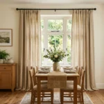 Beige Linen Dining Curtains