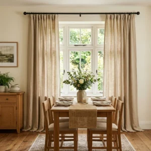 Beige Linen Dining Room Curtains