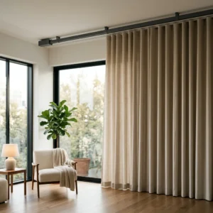 Beige Motorized Curtains