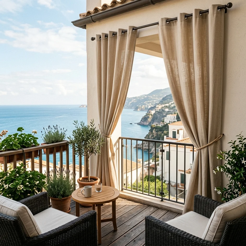 Beige Outdoor Balcony Curtains