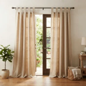 Beige Tab Top Door Curtains