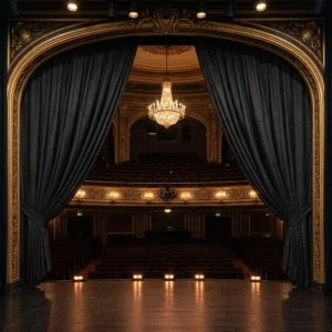 Black Flat Weave Stage Curtains
