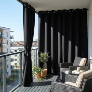 Black UV-Resistant Balcony Curtains