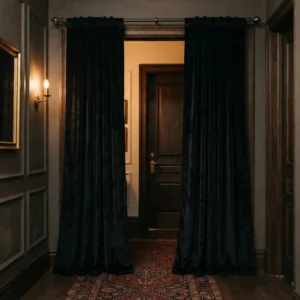 Black Velvet Door Curtains