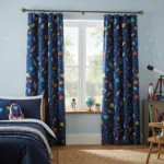 Blue Outer Space Kids Room Curtains
