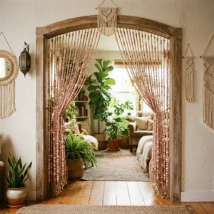 Blush Pink Beaded Curtains