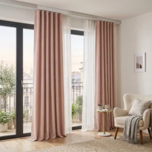 Blush Pink Motorized Curtains
