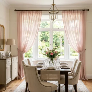 Blush Pink Sheer Dining Room Curtains