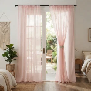 Blush Pink Sheer Door Curtains