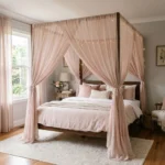 Blush Pink Voile Canopy Curtains
