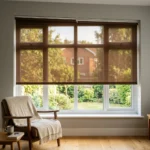 Brown sunscreen blinds Abu Dhabi for large glass windows
